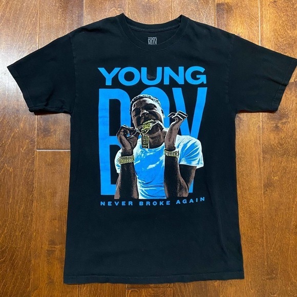 NBA Youngboy Official Merch Rap Tee Black Blue Men's Size Small - Picture 2 of 8